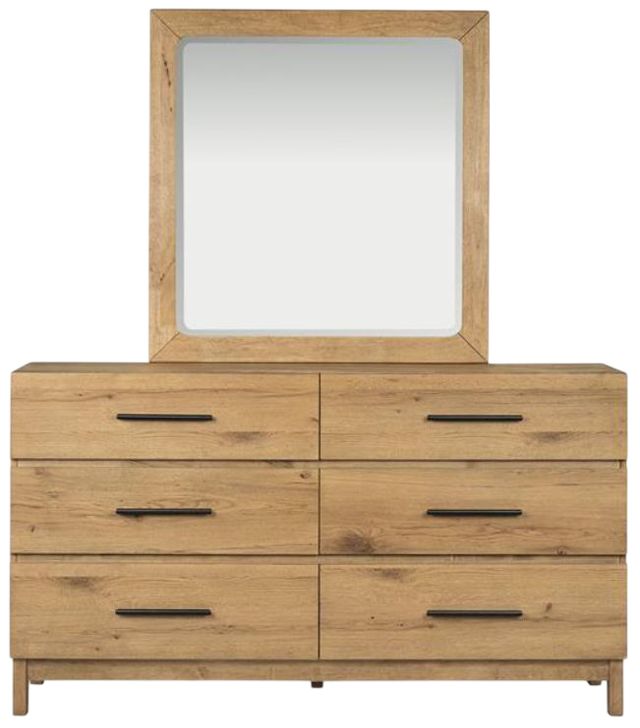Magnussen Home® Davenport Rustic Caramel Double Drawer Dresser with Portrait Mirror-3