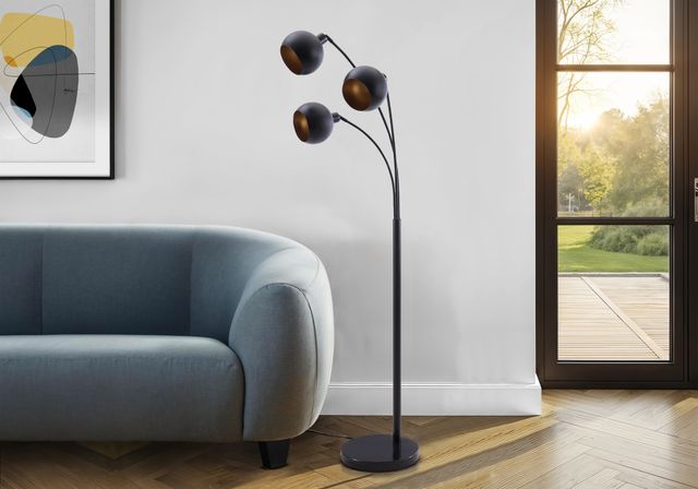 Monarch Specialties Inc. Black 71" Arc Floor Lamp with 3 Bulbs-1