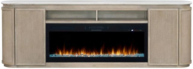 Bernards Pagosa 2-Piece Beige Marble-Top Fireplace Console with 50" Crystals Set-3
