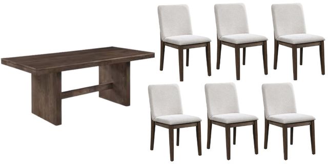 New Classic® Home Furnishings Kody 5-Piece Cream/Walnut Rectangular Dining Table Set-0