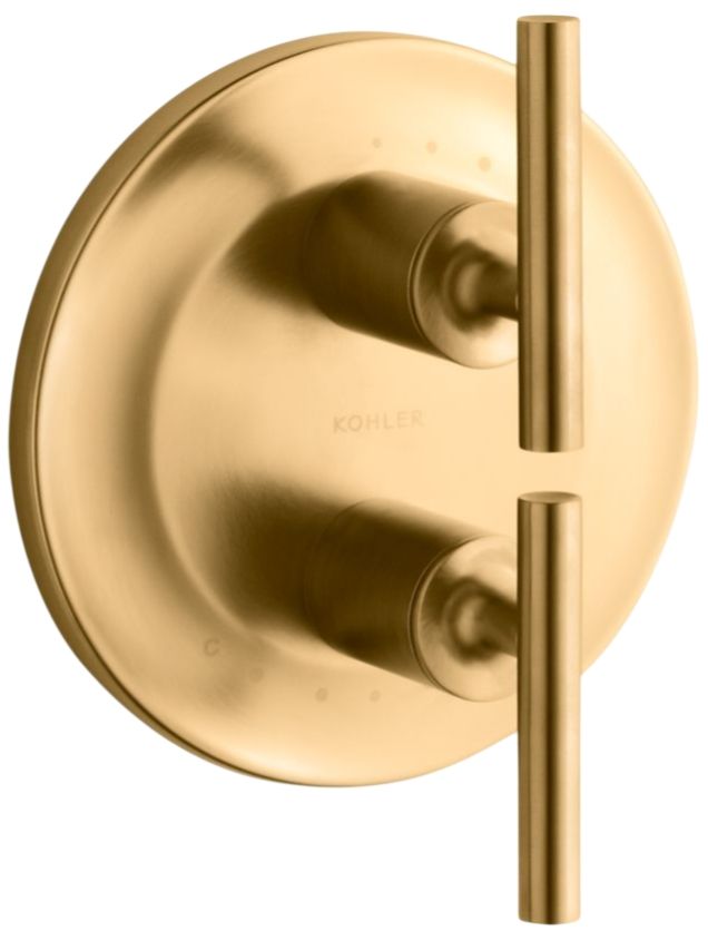 KOHLER® Purist® MasterShower® Vibrant Brushed Moderne Brass Temperature and Volume Control Valve Trim-0
