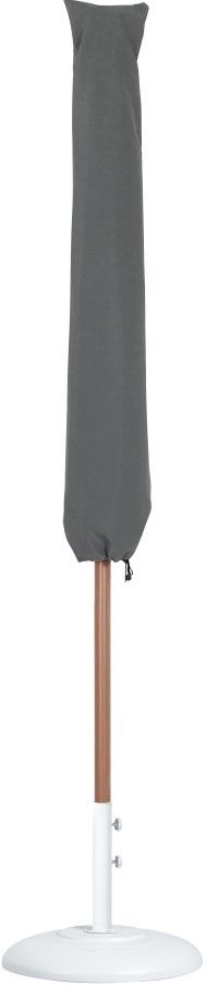 Meridian Furniture Amalfi White/Teak/White Aluminum Outdoor Patio Umbrella and Round Base-2