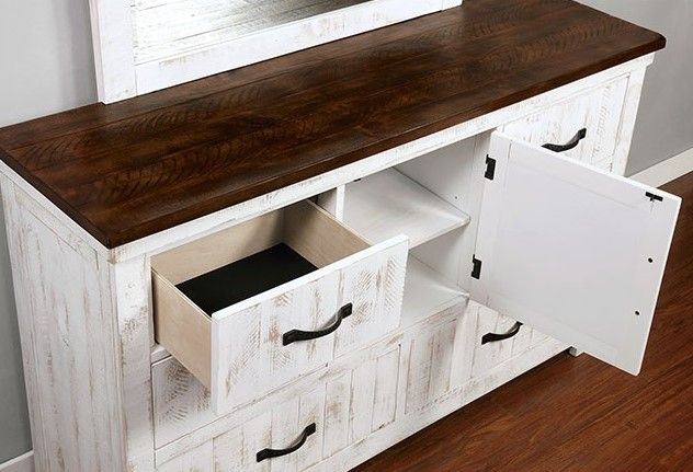 Furniture of America® Alyson 4-Piece Distressed White Queen Bedroom Set-4