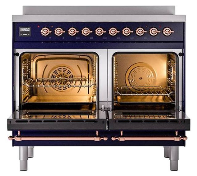Ilve® Nostalgie II Noblesse 40'' Midnight Blue Pro Style Induction Range with Copper Trim-2