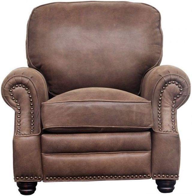 BarcaLounger® Longhorn Sanded Dark Bomber Leather Manual Recliner-3