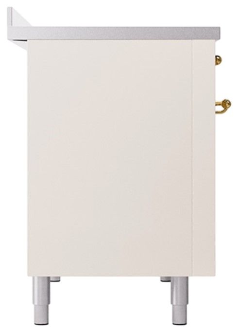 Ilve® Nostalgie II Noblesse 48'' Antique White Pro Style Induction Range with Brass Trim-2