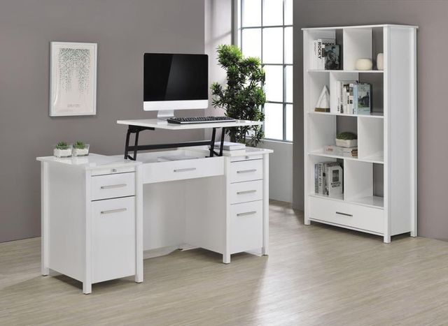 Coaster® Dylan High Gloss White Lift Top Office Desk-9