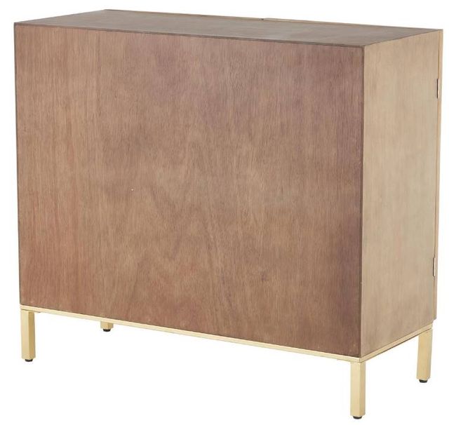 Deco Marche Brown Geometric Carved Square Cabinet with Gold Accents-1