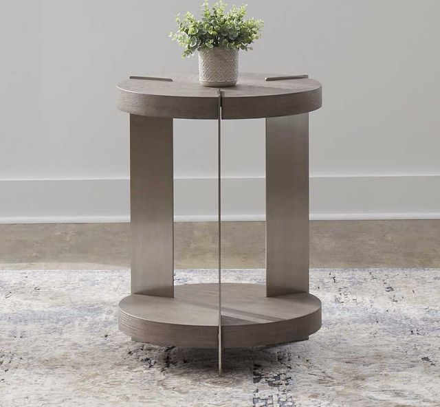 Liberty Furniture Harlow Sandston Chairside Table with Satin Nickel Base-1