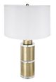 A & B Home Gold/White Table Lamp Cylinder Table Lamp with Drum Shade-0