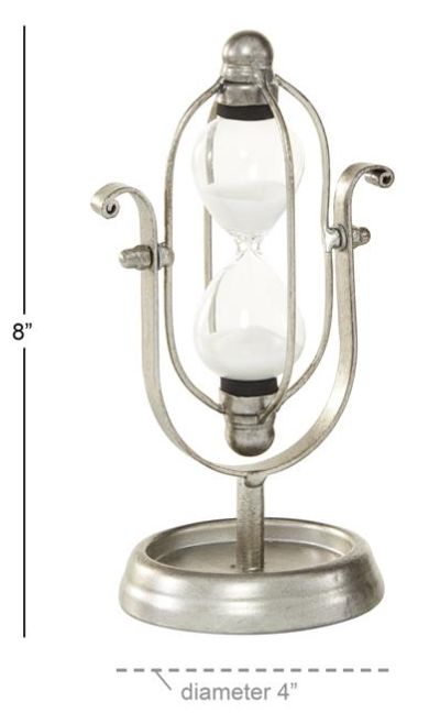 Deco Marche Silver 8" Hourglass Sand Timer-3