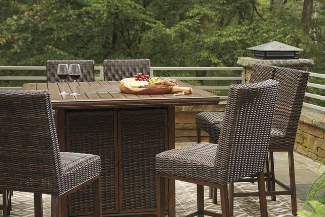 Signature Design by Ashley® Paradise Trail Medium Brown Square Fire Pit Bar Table -5