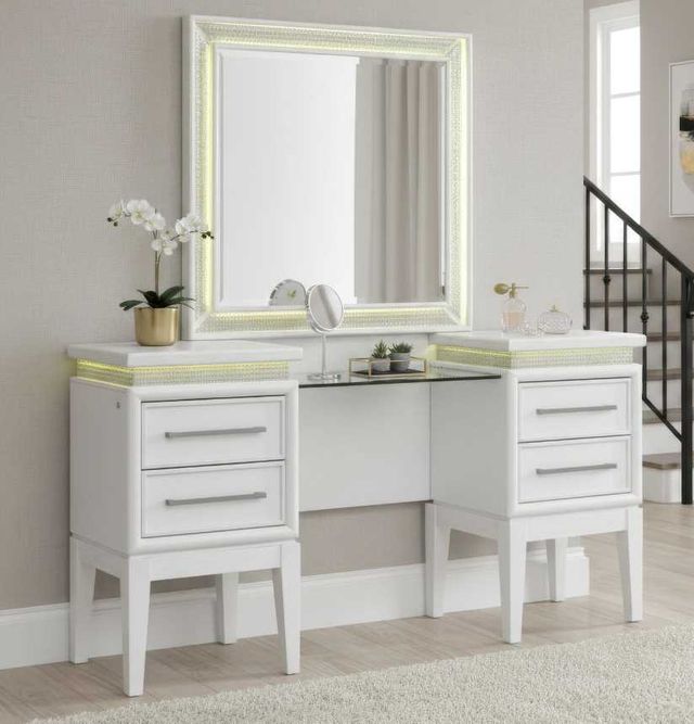 Liberty Furniture Reflections Pearl White Vanity Table-1