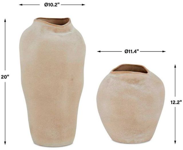Uttermost® Shadow Play 2-Piece Buff-Colored Glaze/Semi-Matte Indoor-Outdoor Vases-3