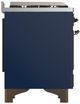 Ilve® Majestic III 40" Midnight Blue Pro Style Dual Fuel Liquid Propane Range with Triple Glass Door and Burnished Trim-4