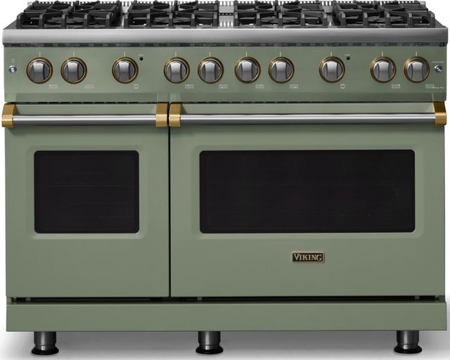 Viking® 5 Series 48" Eucalyptus Pro Style Gas (LP) Range with Brushed Brass Trim-0