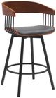Armen Living Athena Black/Gray/Walnut Swivel Bar Stool-0