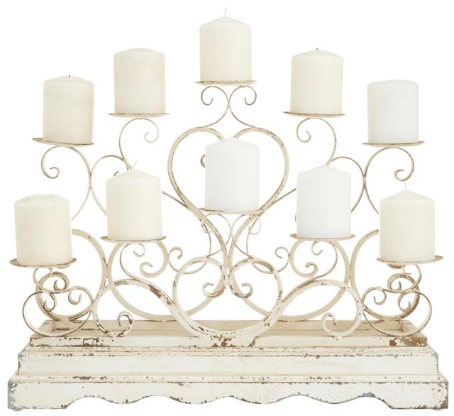 Deco Marche 10-Plate White Scroll Pillar Candelabra-0