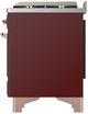 Ilve® Majestic III 40" Burgundy Pro Style Dual Fuel Natural Gas Range with Triple Glass Door and Copper Trim-4