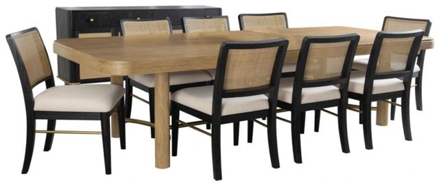 Coaster® Arini 9-Piece Black/Cream/Sand Wash Extension Leaf Dining Table Set-0