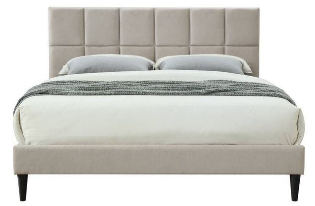Bernards Evelyn Taupe Upholstered Queen Panel Bed-1