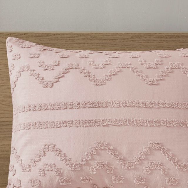 Olliix by Madison Park Annie Solid Blush Full/Queen Clipped Jacquard Comforter Set-4