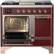 Ilve® Majestic III 40" Burgundy Pro Style Dual Fuel Natural Gas Range with Solid Door and Copper Trim-2