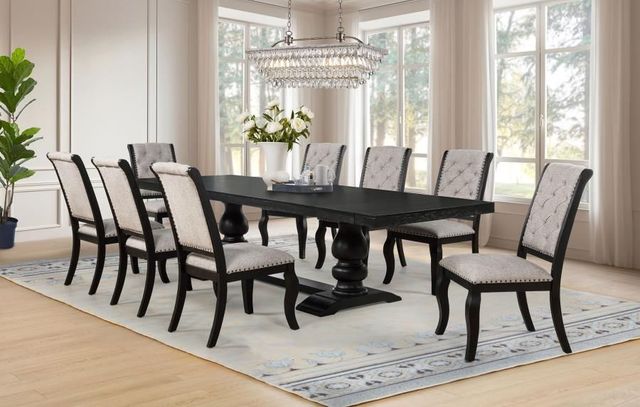 Coaster® Phelps 9-Piece Distressed Noir/Tan Dining Table Set-1