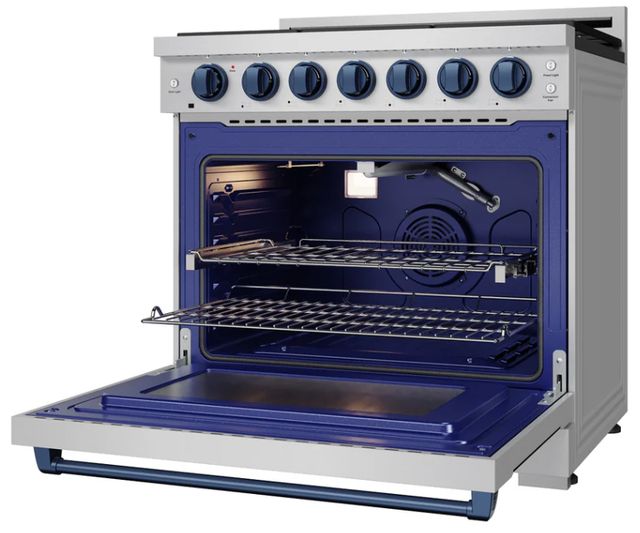 Thor Kitchen Gordon Ramsay Collection 36" Stainless Steel Pro Style Liquid Propane Range with Precision Knob Control and Blue Trim-4