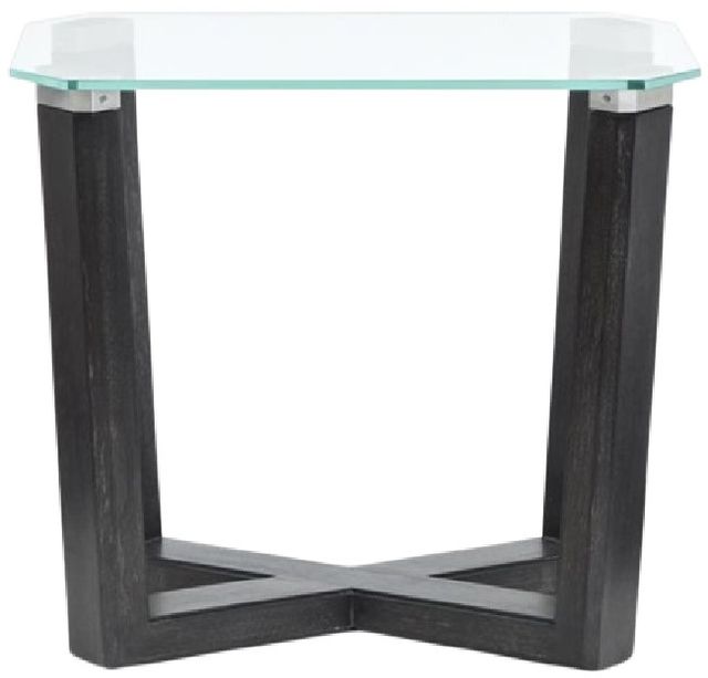 Magnussen Home® Wexler Black Truffle End Table with Clear Glass Top-2