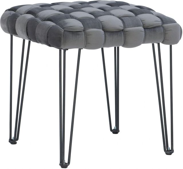 Powell® Neva Gray Square Ottoman Stool-0