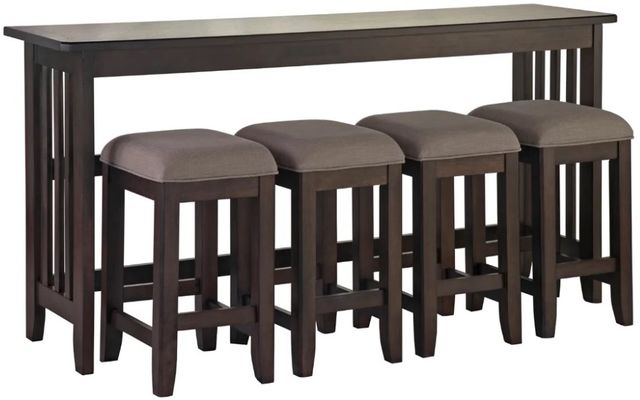 Bernards Lindsey 5-Piece Brown/Gray Drop Leaf Counter Table Set-0