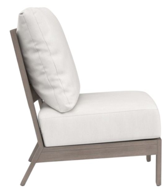 Sunset West Laguna Driftwood Aluminum Outdoor Armless Club Chair with Canvas Flax Cushion-1