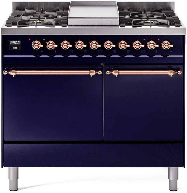 Ilve® Nostalgie II Series 40" Midnight Blue Pro Style Dual Fuel Range-0