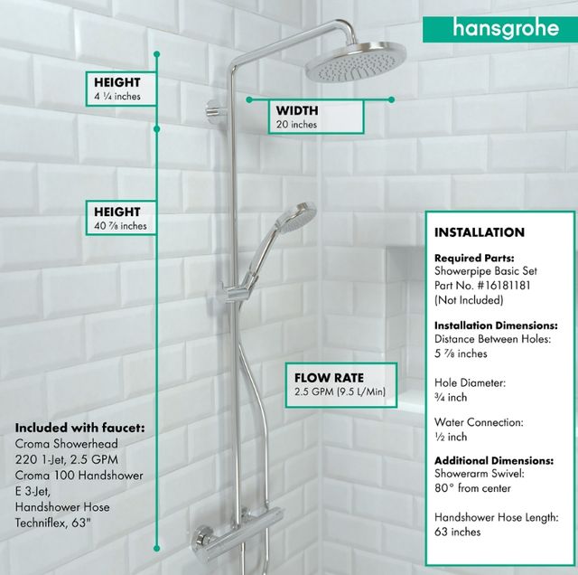Hansgrohe Croma Chrome 2.5 GPM Showerpipe-2
