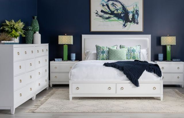 Legacy Classic Summerland White California King Upholstered Panel Storage Bed-1
