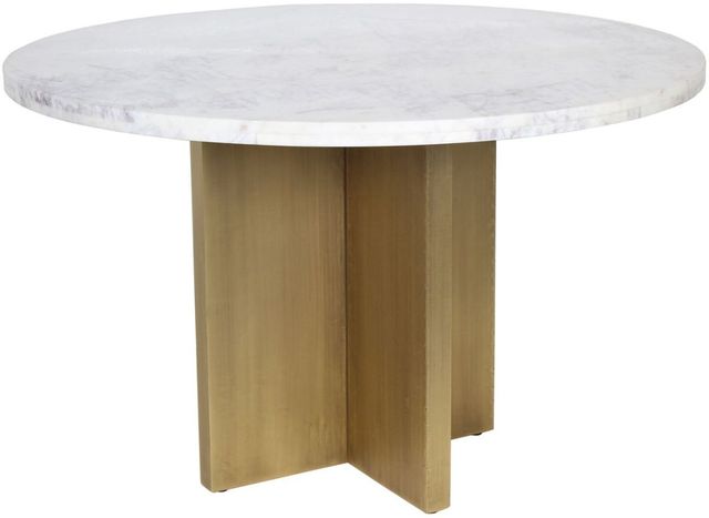 Moe's Home Collection Graze White Dining Table with Brass Base -0