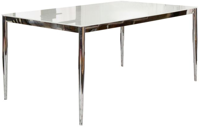 Cramco Atom Super White Glass Top 70" Dining Table with Chrome Base-0