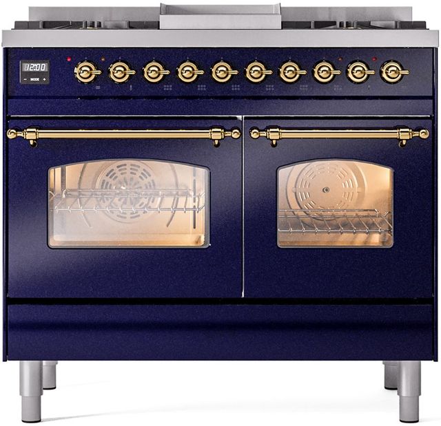 Ilve Nostalgie II 40" Midnight Blue Freestanding Dual Fuel Range