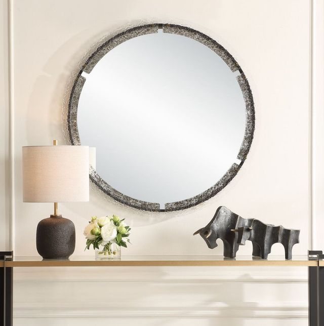Uttermost® Crystalline Black Round Mirror-2
