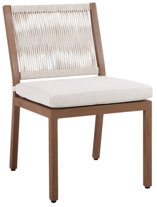 Meridian Furniture Maui Brown/Cream Aluminum Outdoor Dining Side Chair-0