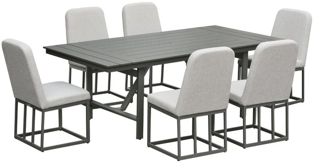 Intercon Navarro 7-Piece Mocha Aluminum/Fabric Outdoor Dining Table Set-0
