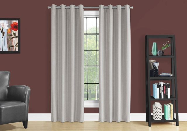 Monarch Specialties Inc. 2-Piece Silver 52" x 95" Solid Blackout Curtain Panel Set-1