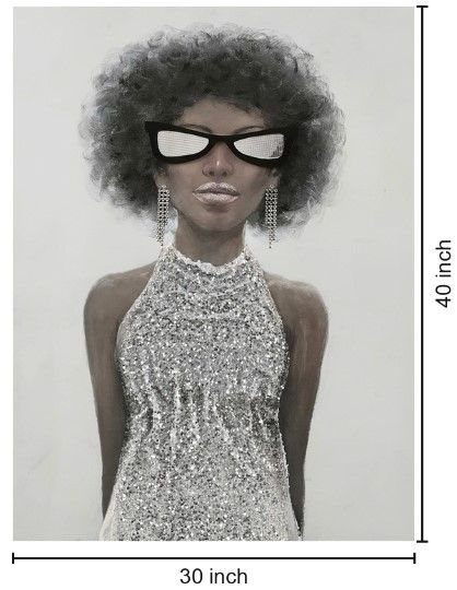 Classy Living Dramatic African American Lady in Silver Wall Art-2
