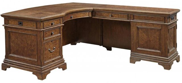 aspenhome® Hawthorne Brown L-Shaped Desk-1