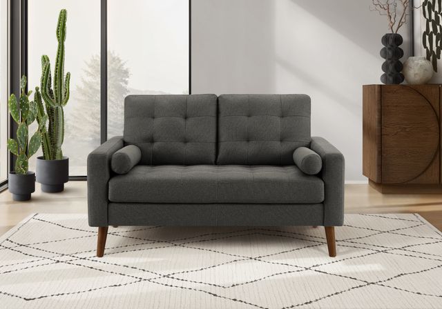 Monarch Specialties Inc. Dark Grey 58" Loveseat with 2 Pillows-1