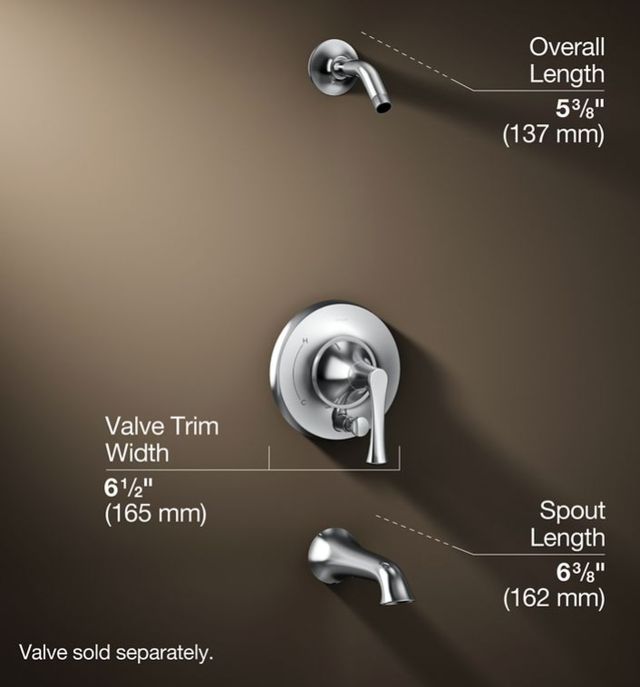 KOHLER® Buckley™ Rite-Temp® Polished Chrome Bath and Shower Trim Kit with Push-Button Diverter-2