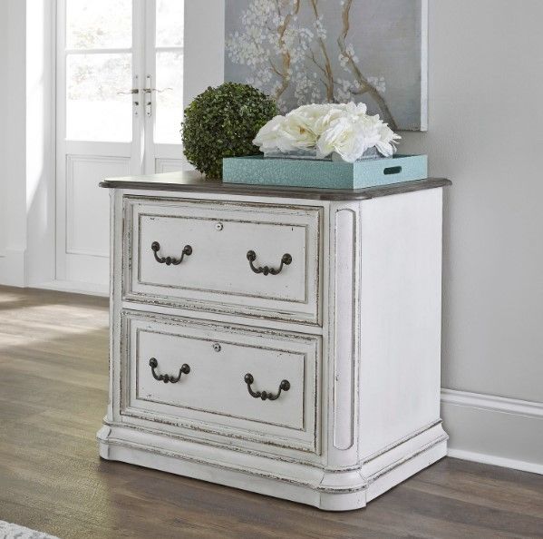 Liberty Furniture Magnolia Manor Antique White/Weathered Bark Junior Executive Media Lateral File-1