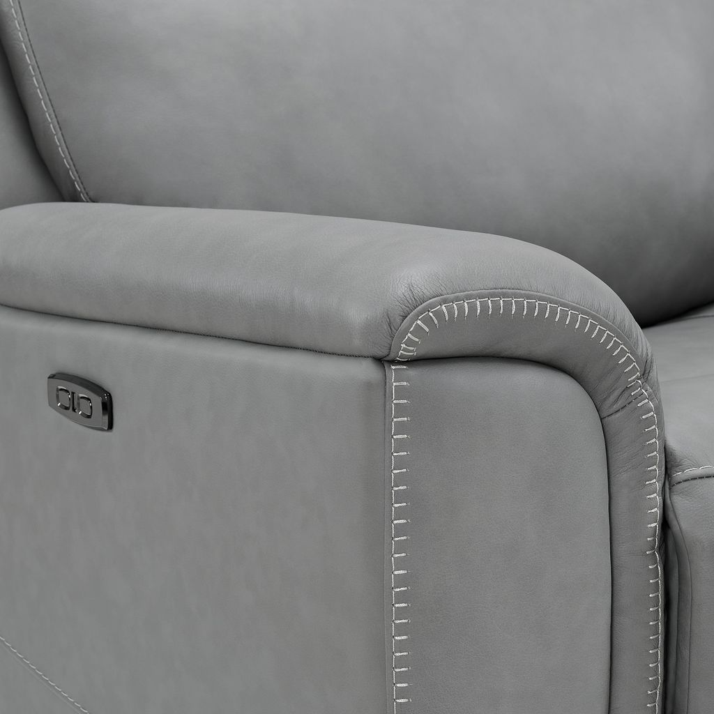 Kate Preston Home Grey Leather Zero Gravity Power Headrest