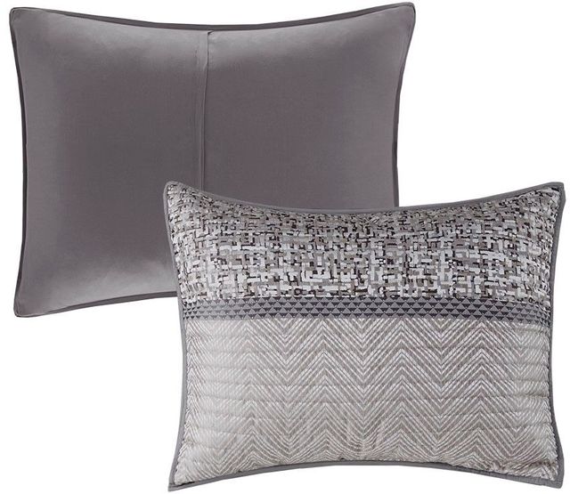 Olliix by Madison Park Rhapsody 6 Piece Grey/Taupe King/California King Reversible Jacquard Coverlet Set-2